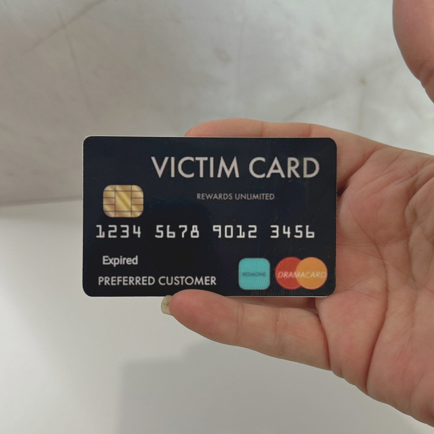 Funny fake credit card prank gag gift card with sarcastic novelty design for white elephant gift exchanges, office pranks, stocking stuffers and playful gifts