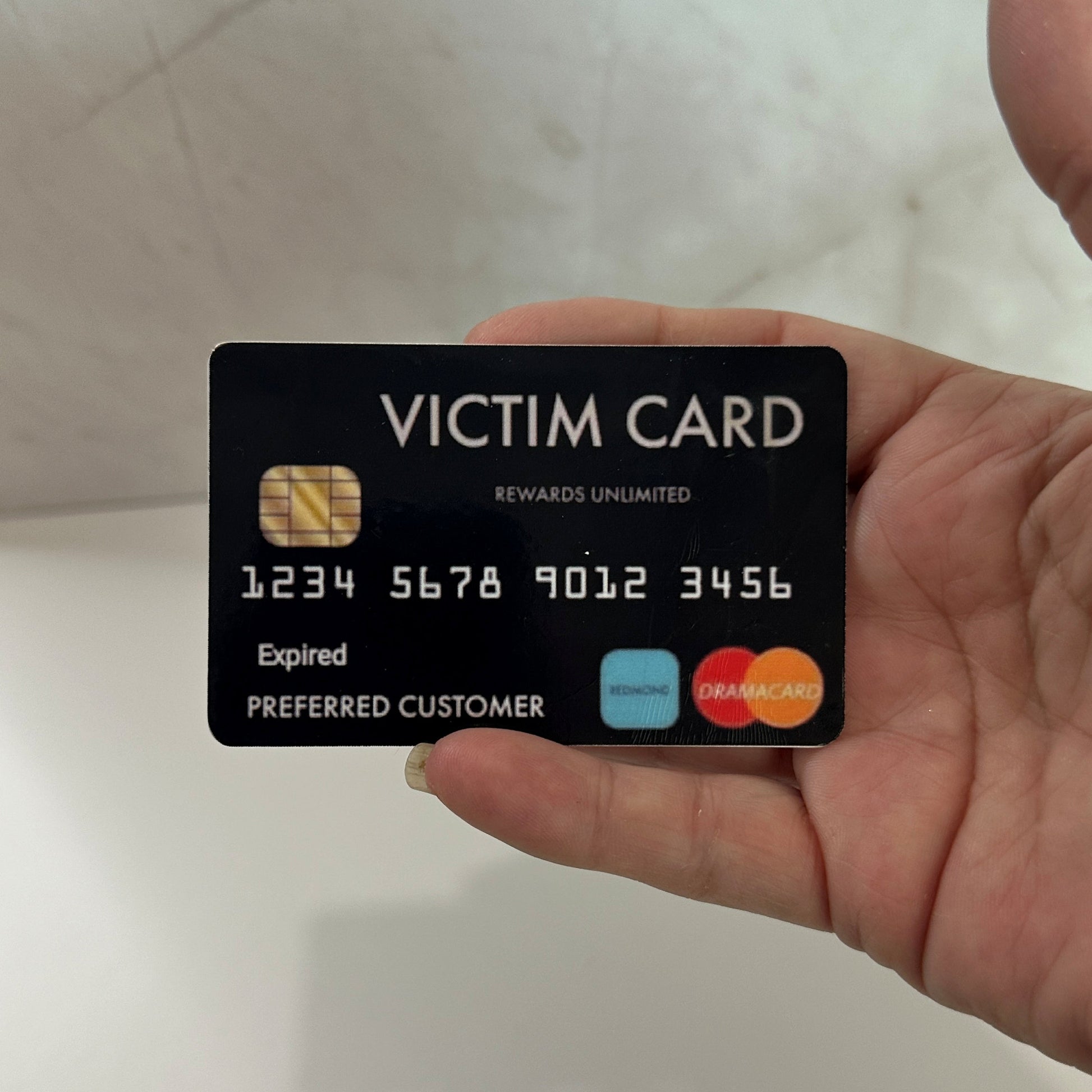 Funny fake credit card prank gag gift card with sarcastic novelty design for white elephant gift exchanges, office pranks, stocking stuffers and playful gifts