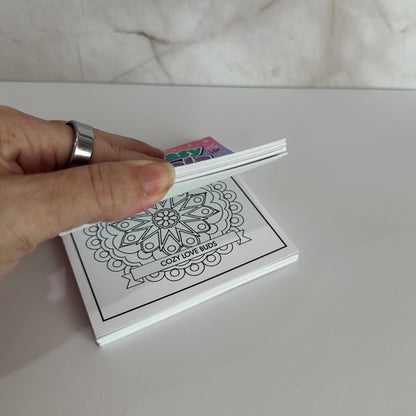 Mini Bold & Easy Mandala Coloring Book featuring cute heart mandalas and colorful kawaii cover for kids, teens, and adults.