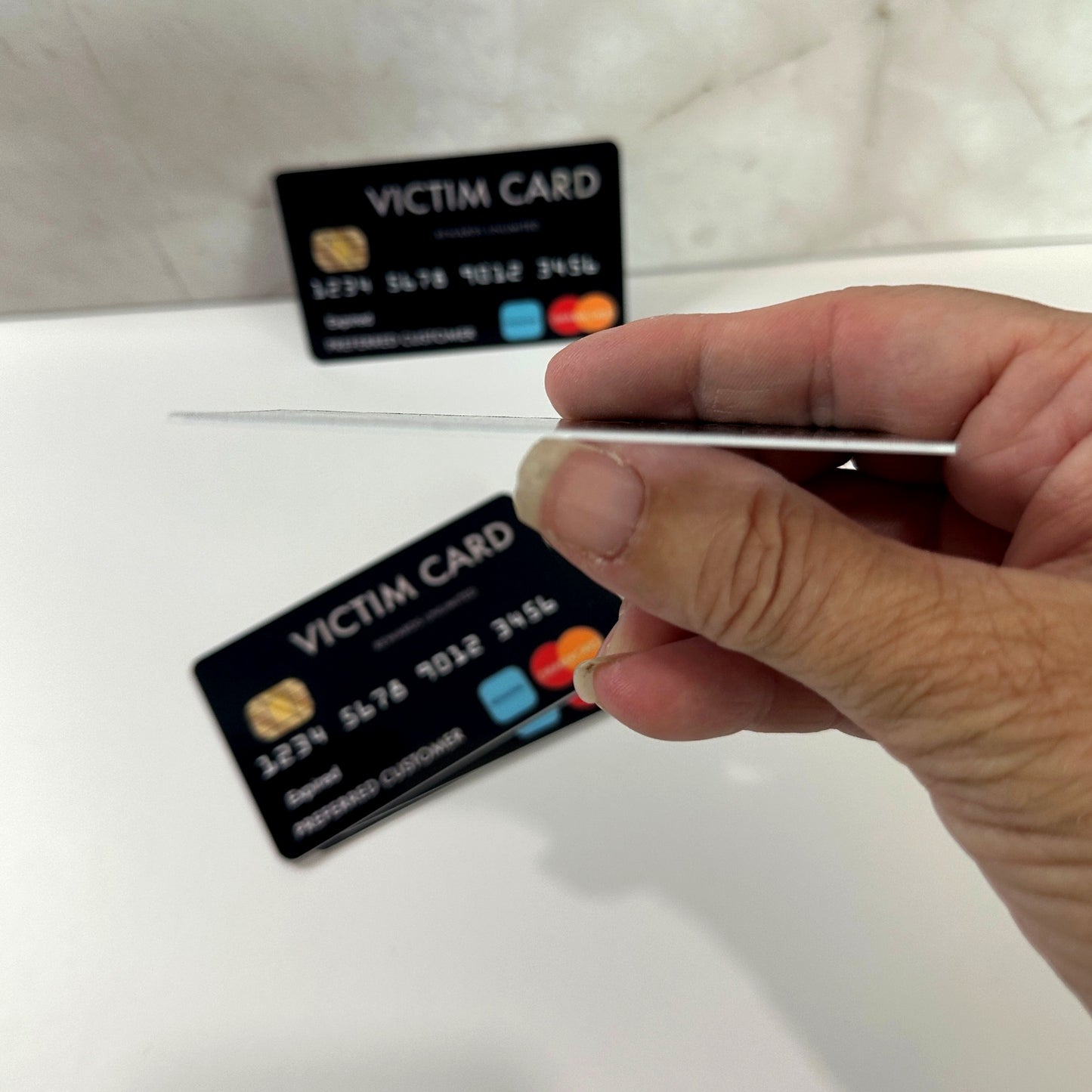 Funny fake credit card prank gag gift card with sarcastic novelty design for white elephant gift exchanges, office pranks, stocking stuffers and playful gifts